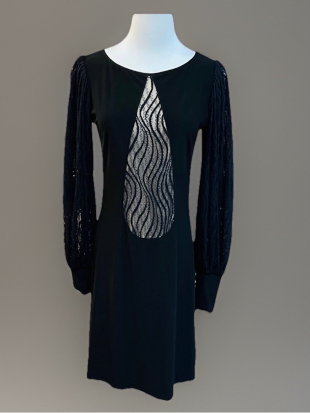 Vintage Leona Edmiston Frocks Black Lace Cutout Cocktail Dress Size 1